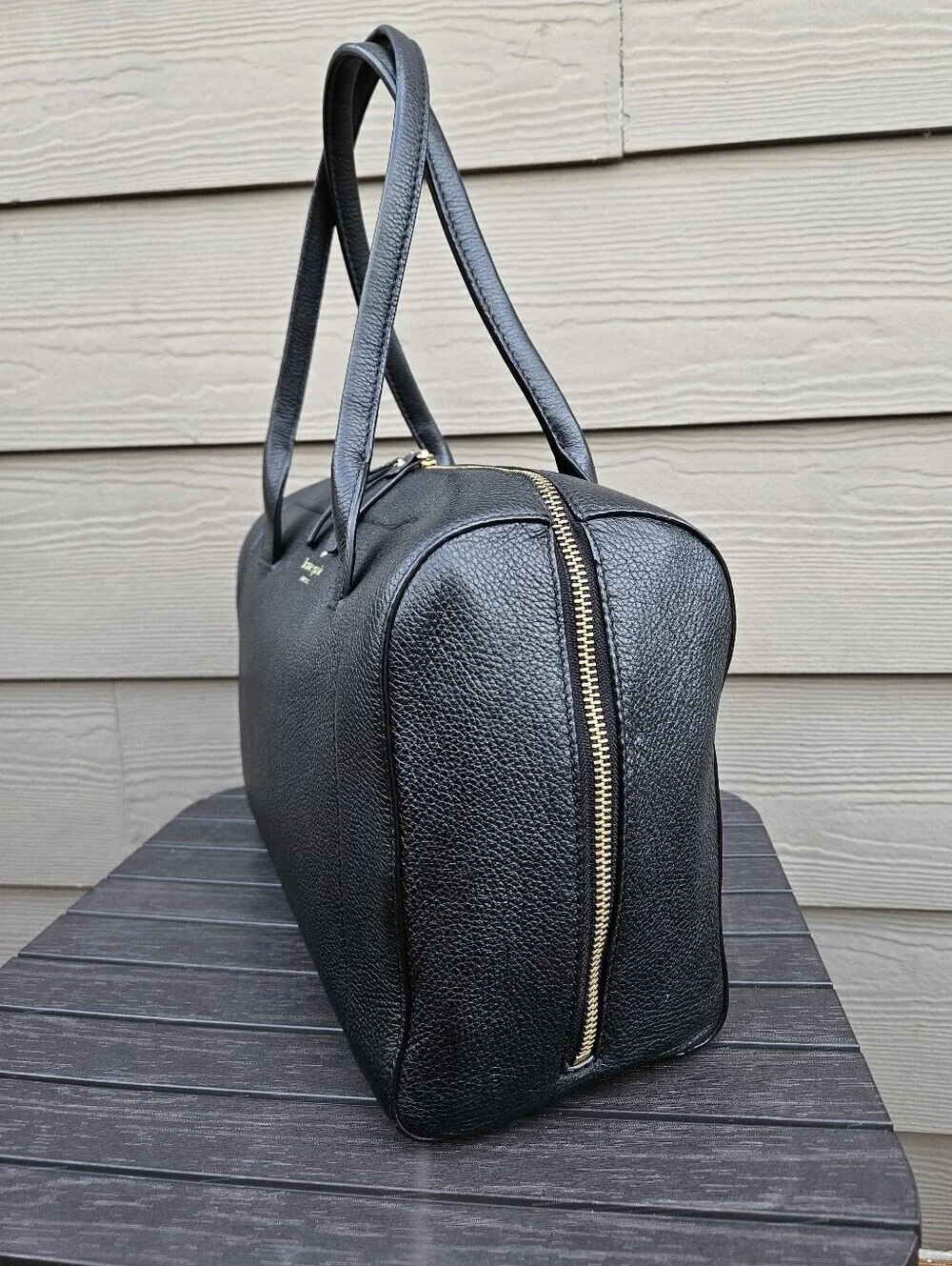 Kate Spade Large Black Handbag Doctor Medic Bag Pebbled Leather Purse Spacious